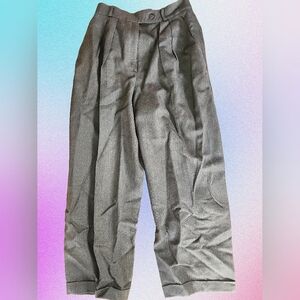 Vintage high-waist wide-leg taupe trousers 80s 90s XS / S